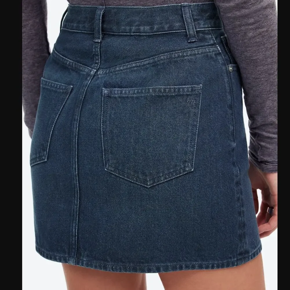 90s vintage style Madewell Denim Mini Skirt Hodgeman Wash size 32 NWT cotton - Picture 3 of 10